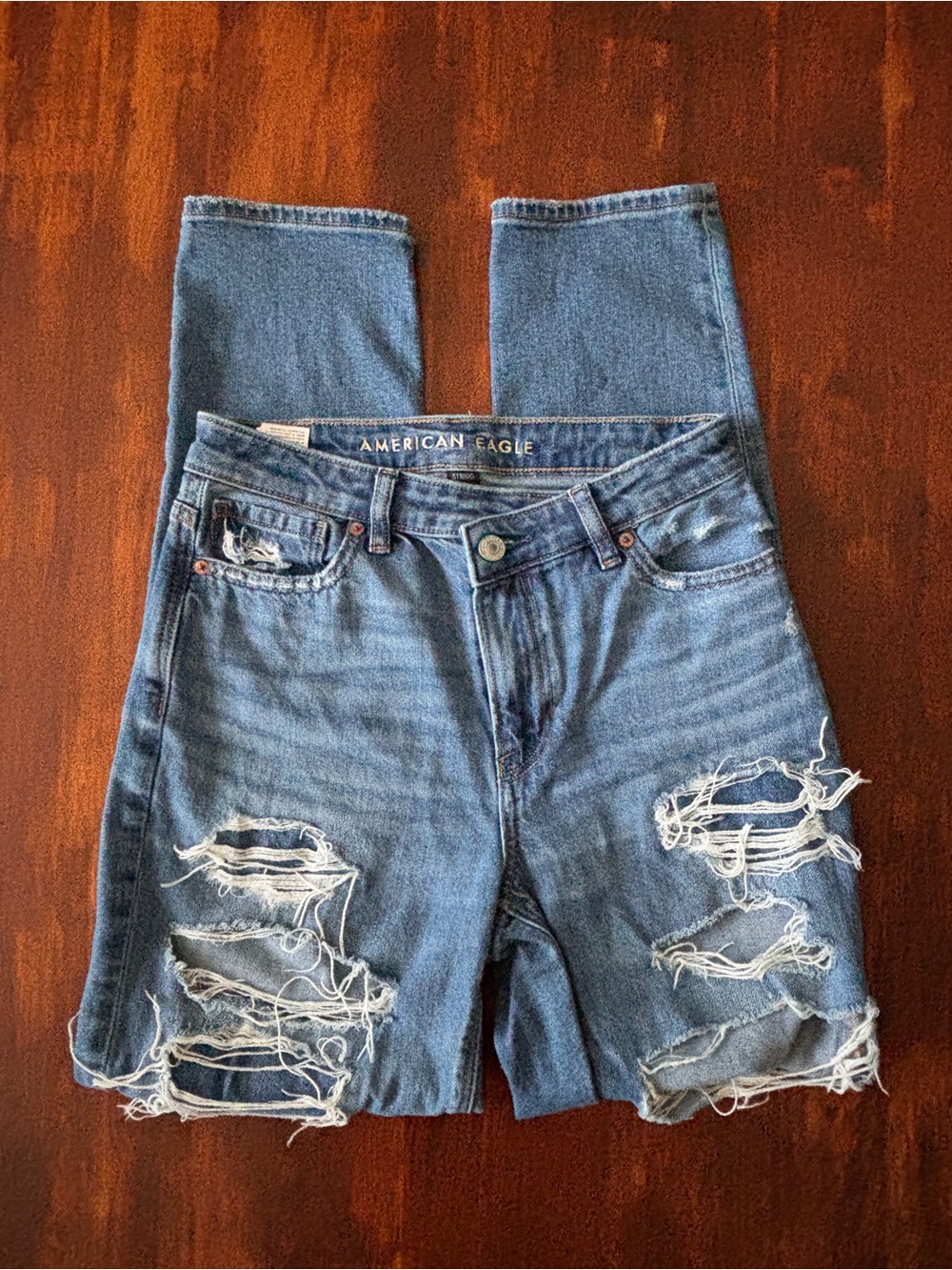 American Eagle Outfitters Mom Jean Denim Shorts Ripped Women’s Size 0